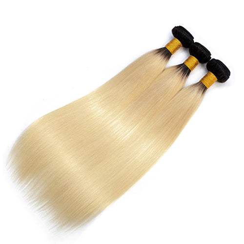 BK House of Hair 1 Bundle Peruvian Straight 1b/613 Human Hair Extensions