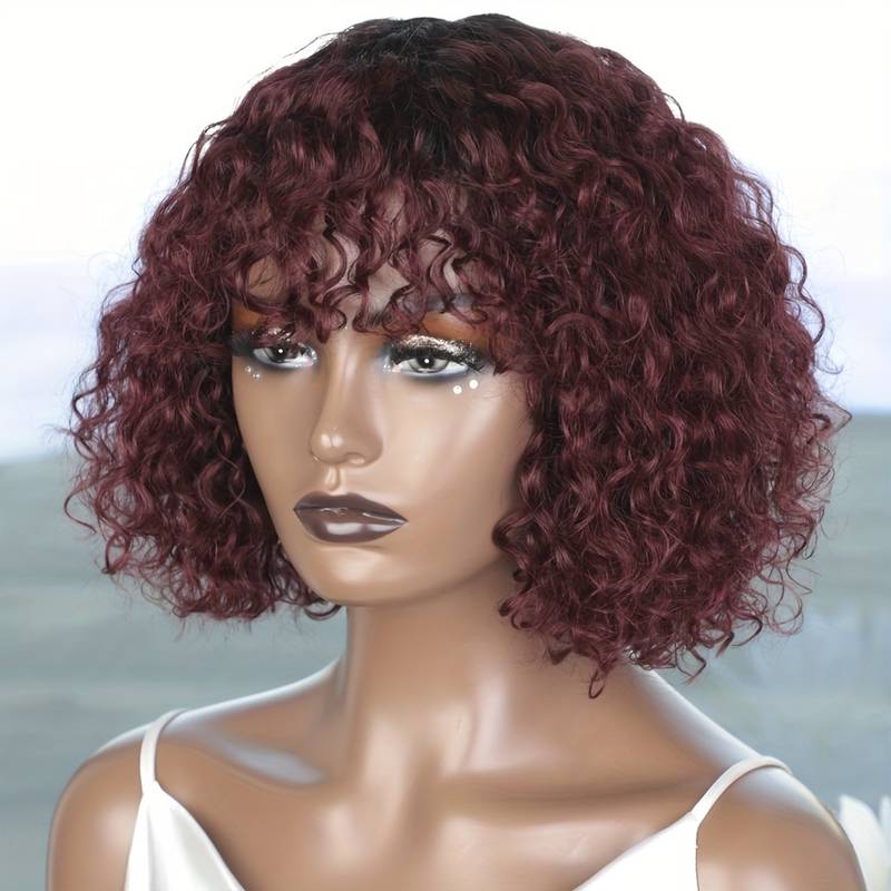 BK House of Hair Peruvian Burgundy Egg curl No Lace Wig